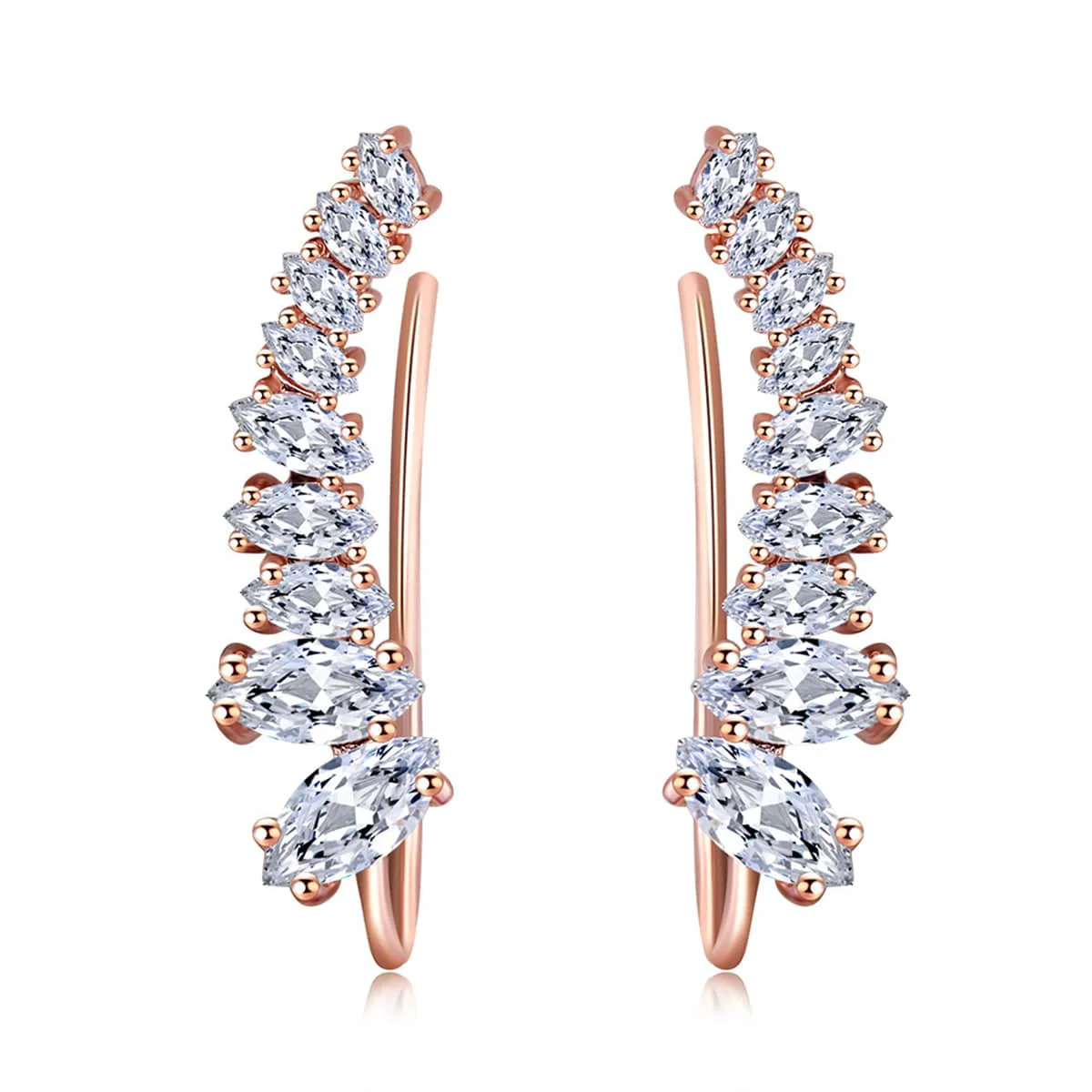 Minimalist Marquise Crystal Goldtone Ear Climbers Fashionable