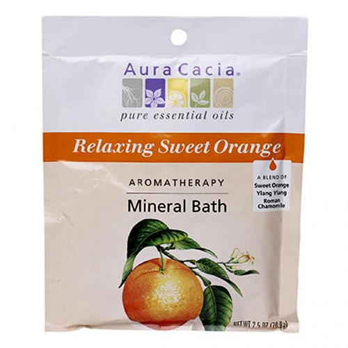 Fast Aura Cacia Aromatherapy Mineral Bath Relaxing Sweet Orange - 2.5 Oz Genuine