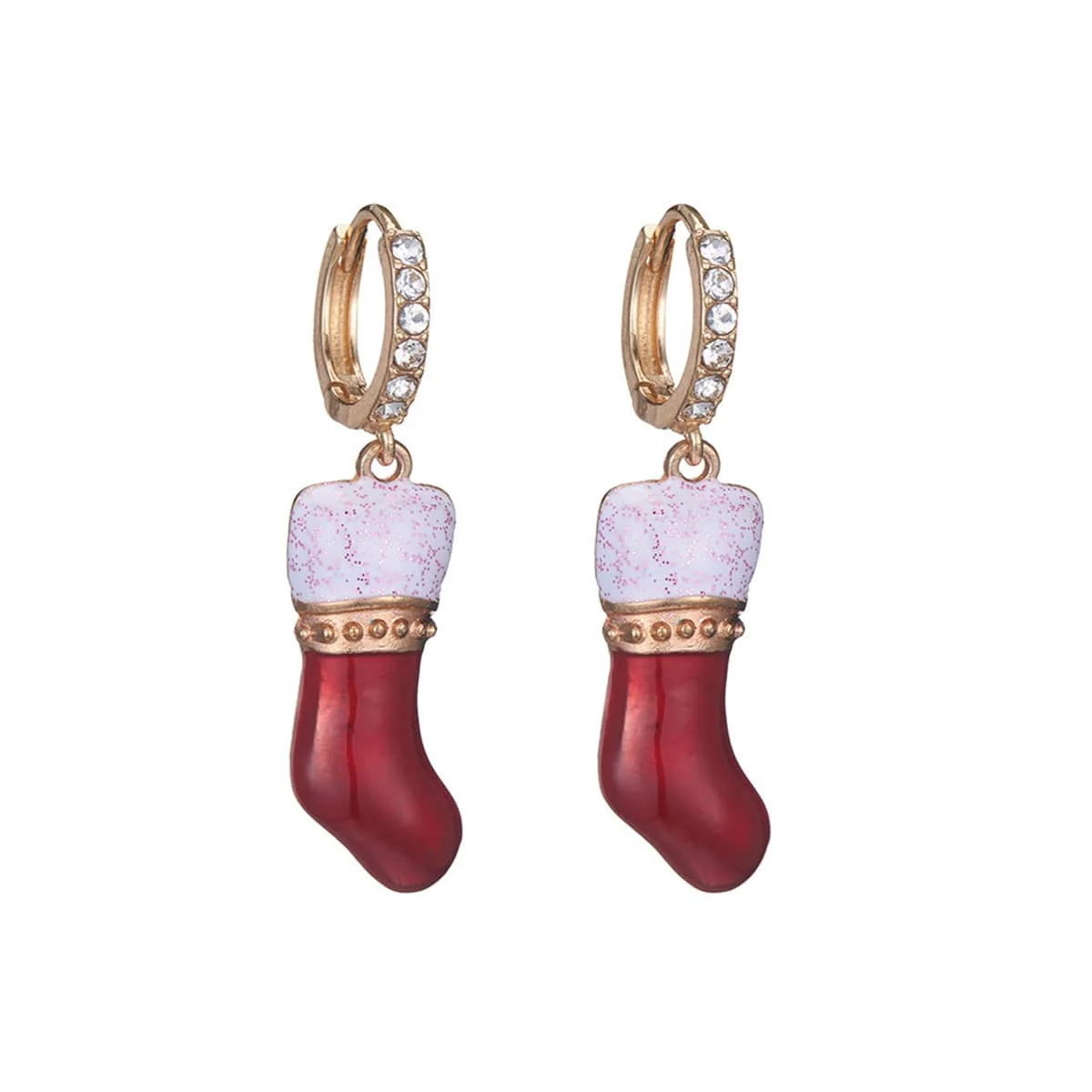 Proven Cubic Zirconia Goldtone Stocking Huggie Earrings Superior