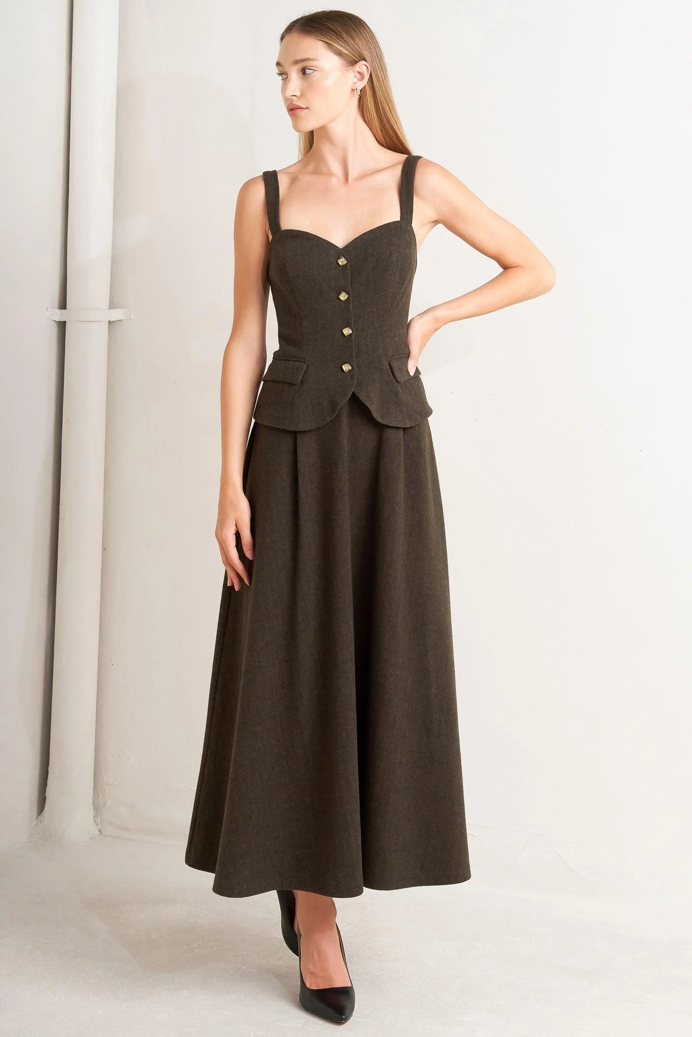 Stylish Heritage Tailor Woven Midi Dress First-Class