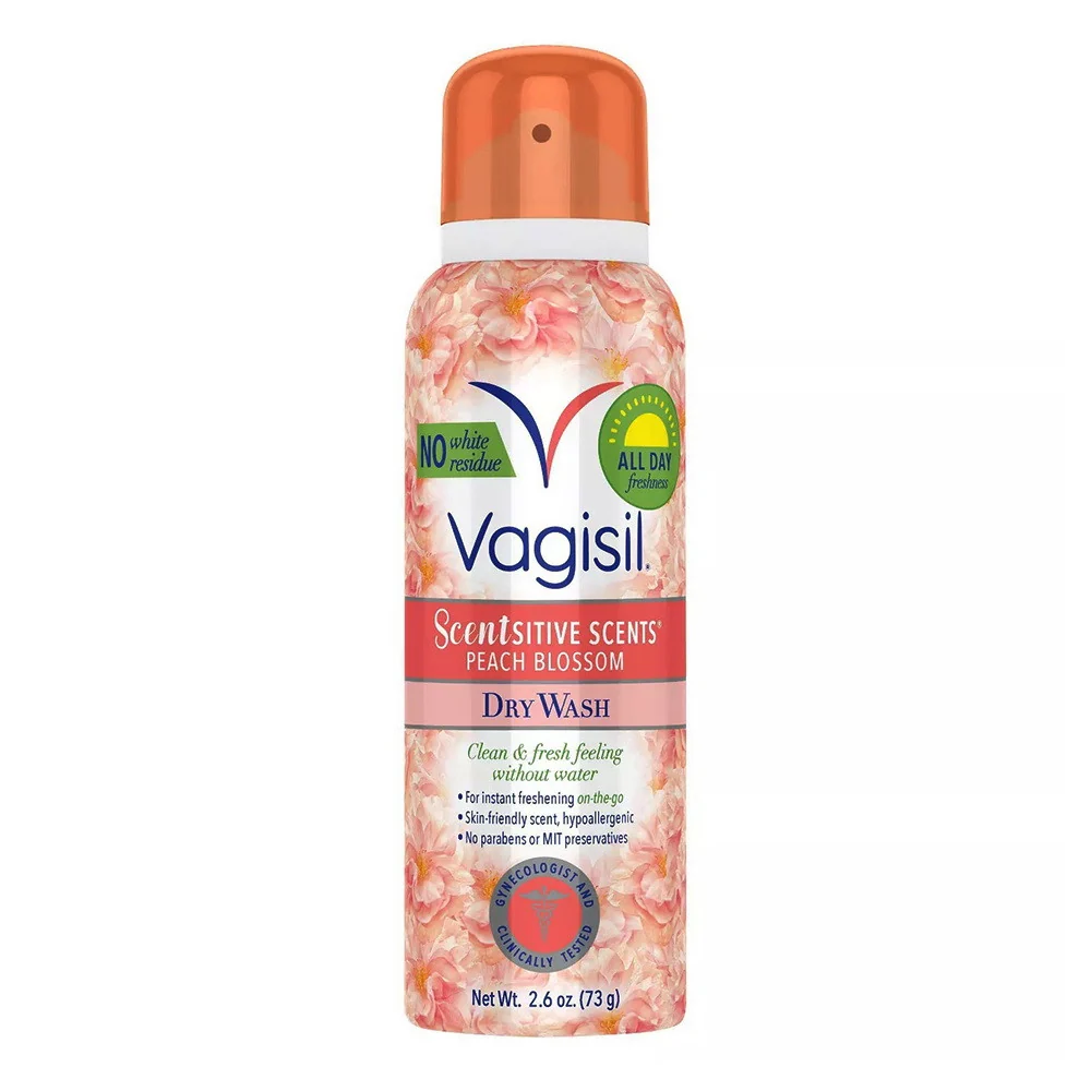 Classic Dry Wash Feminine Spray with Scentsitive Scents by Vagisil Peach Blossom 2.6 Oz Refined