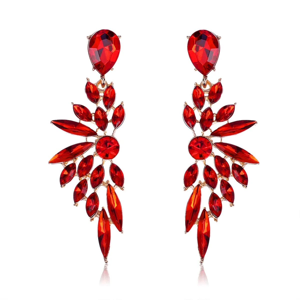 Smart Red Crystal Goldtone Botanical Drop Earring Exceptional