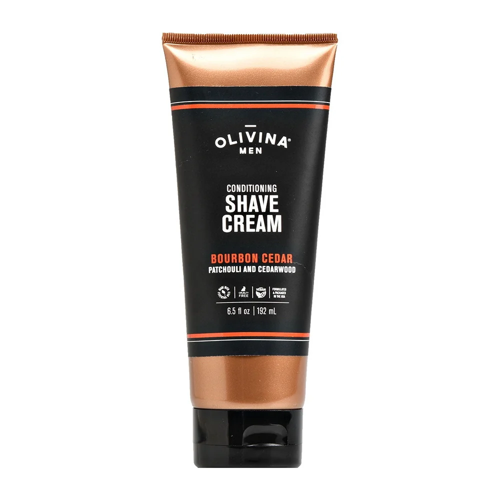 High-End Olivina Men Conditioning Shave Cream Bourbon Cedar 6.5 Oz Recyclable
