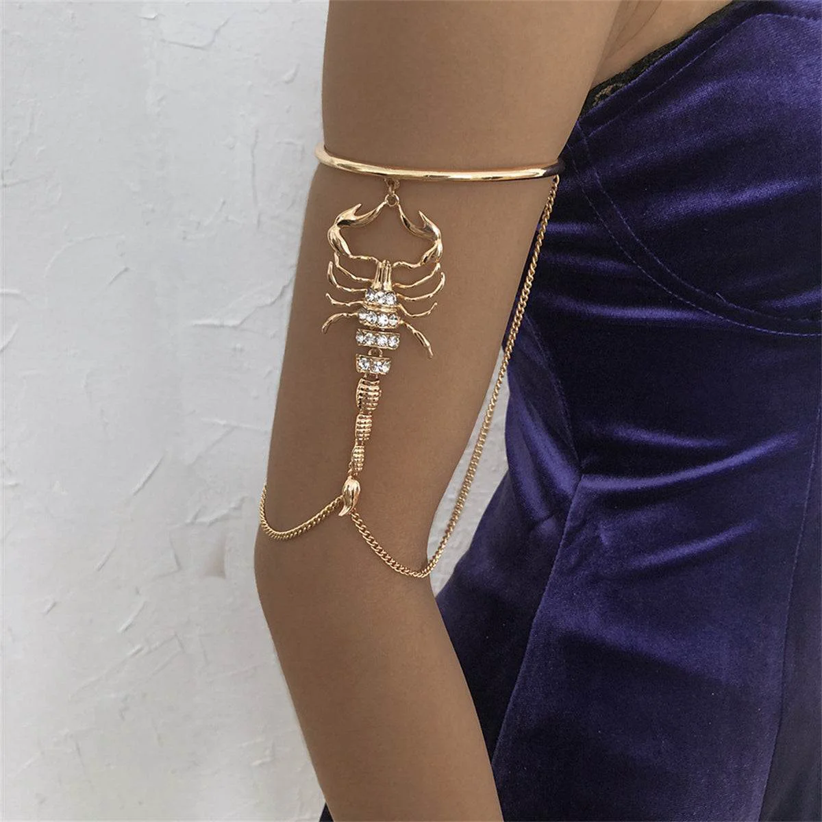 Optimized Cubic Zirconia Goldtone Scorpion Tassel Arm Cuff Professional