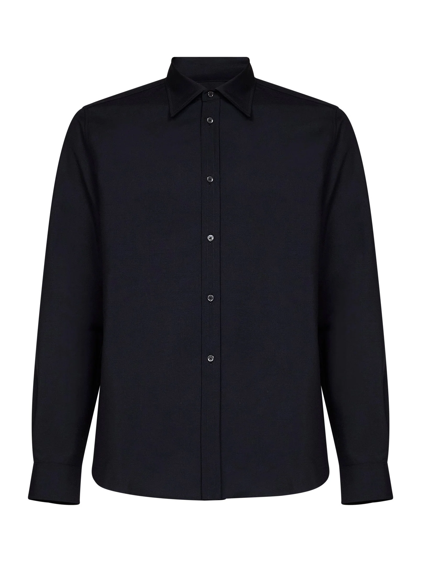 Fine Crafted Shirt Dark Blue Wool-Mohair Canvas World-Class