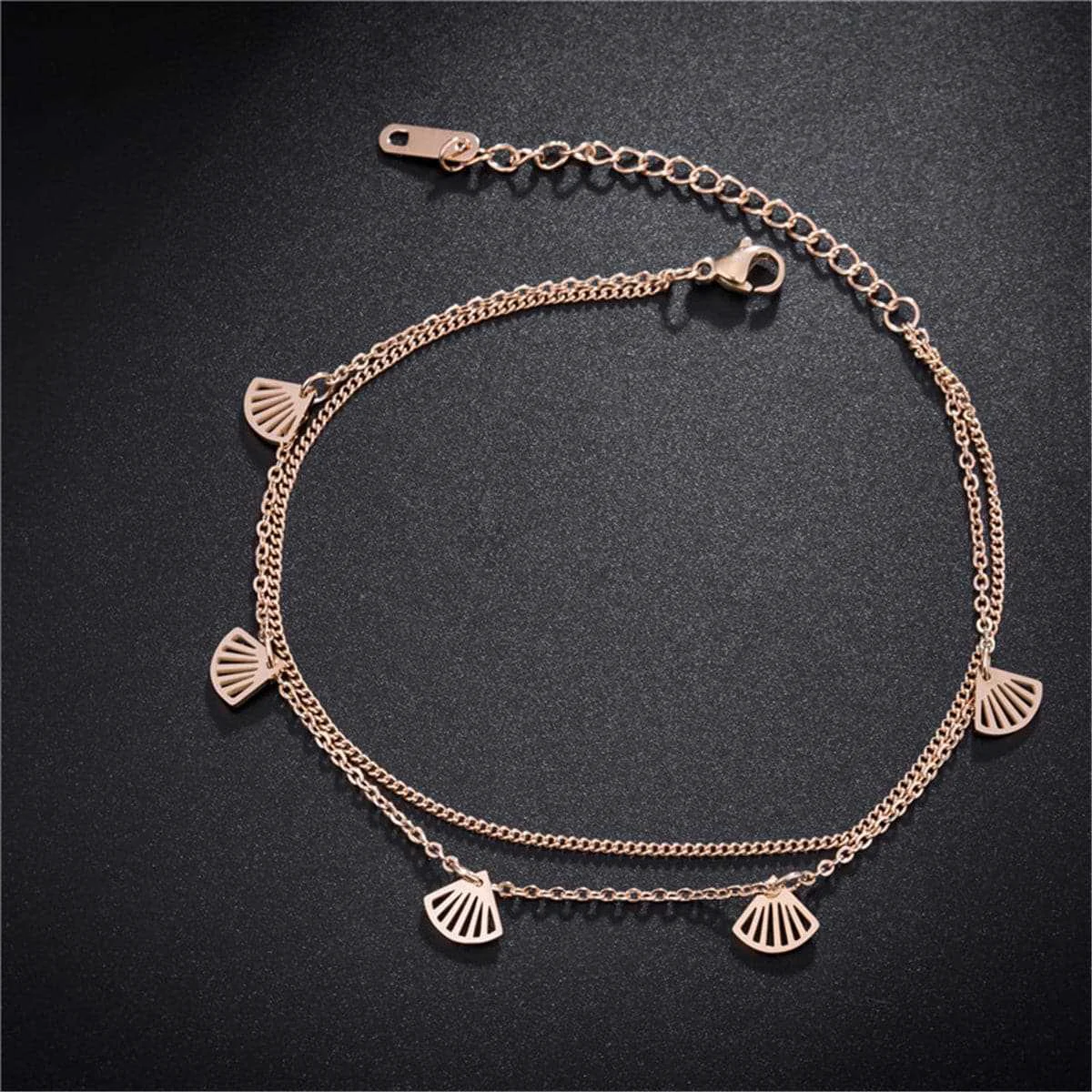 Certified Rose Goldtone Gingko Leaves Charm Bracelet Excellent