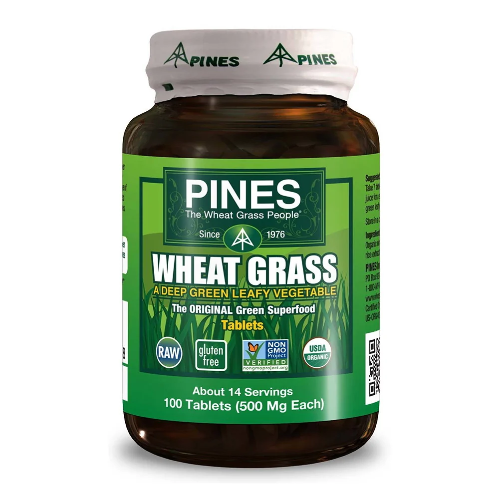 Outstanding Pines Wheat Grass A Deep Green Leafy Vegetable Tablets 500 mg 100 Ea Certified