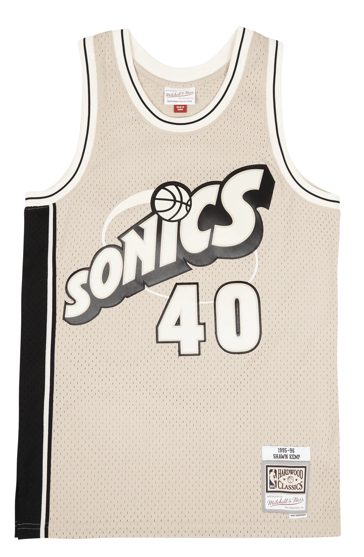 Flexible Mitchell Ness Men's Khaki Black Swingman Jersey Supersonics 1995 Shawn Kemp Jerseys Sophisticated
