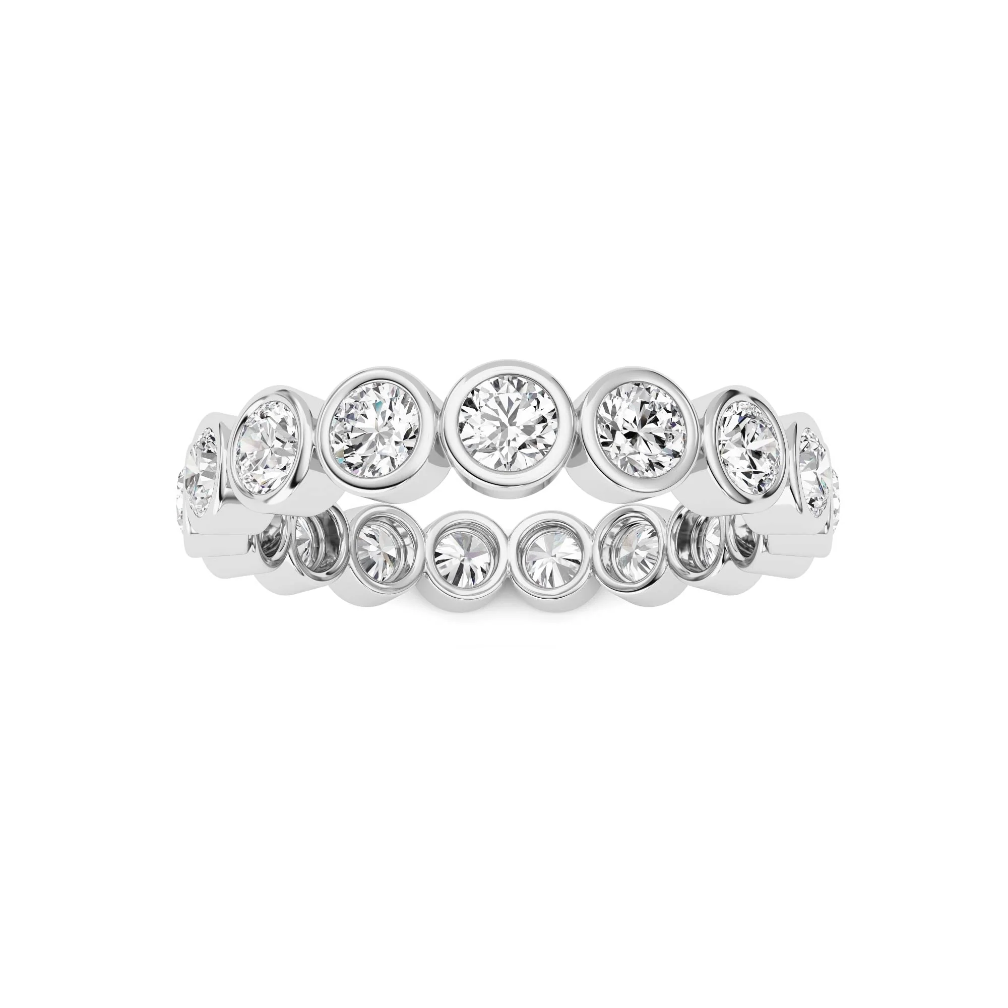 Top-Quality 1.8Cttw Round Shaped Lab Grown Diamond F Eternity Band Ring in 14K Gold Fast