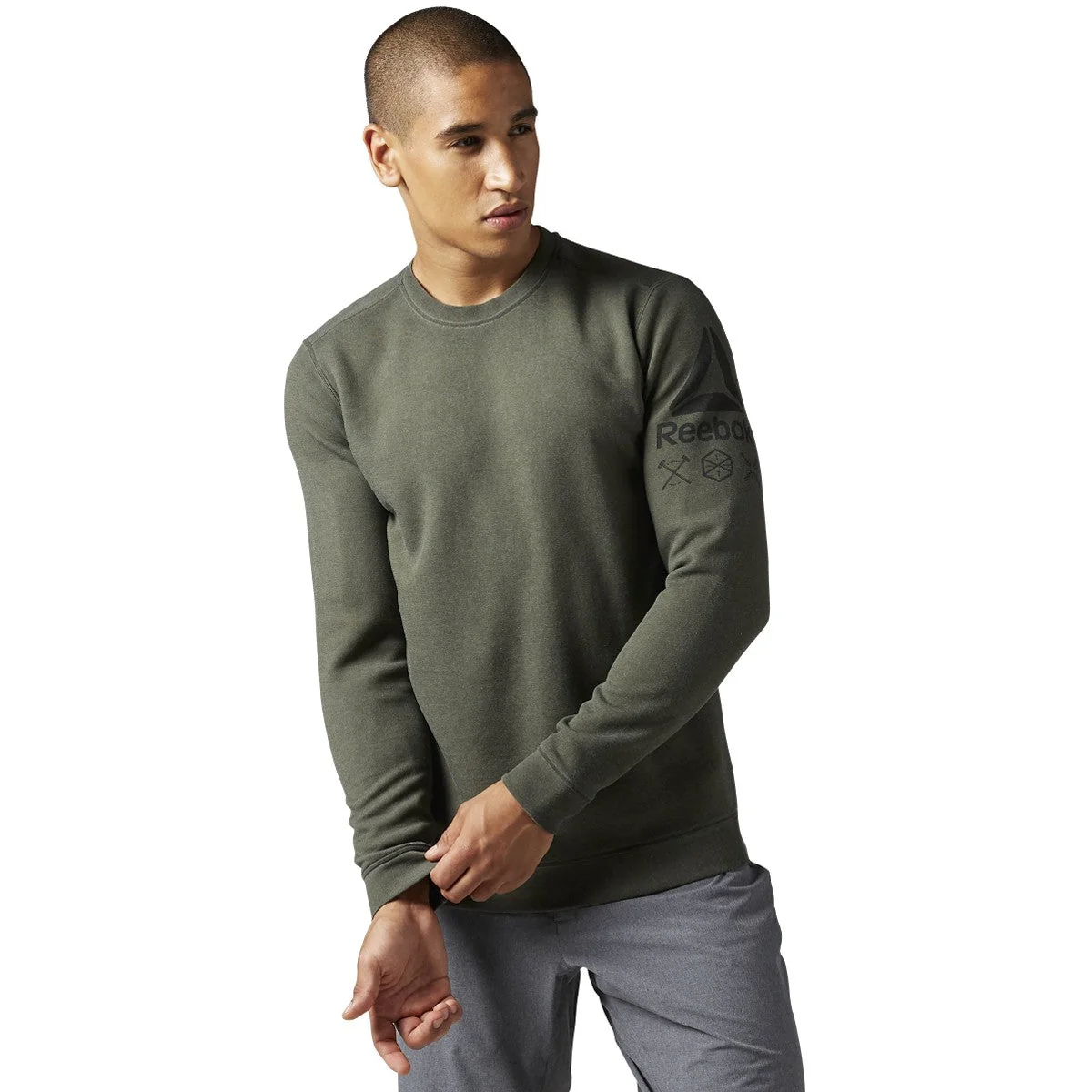 Original Design Reebok Men's Quikcotton Crew Sweater Contemporary
