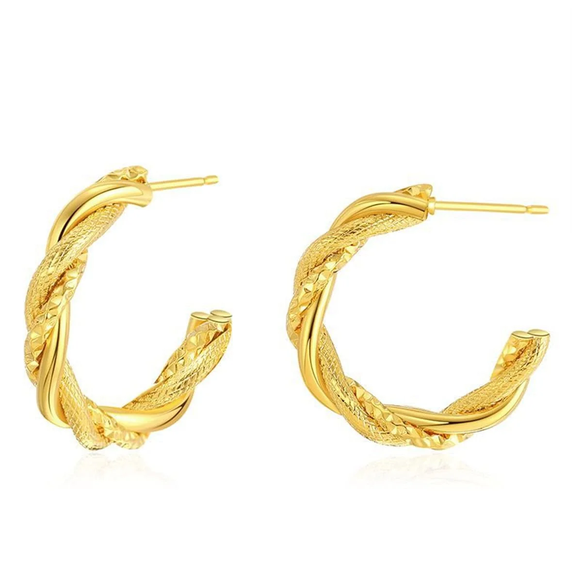 Effective Goldtone Woven Twine Huggie Earrings Comfortable