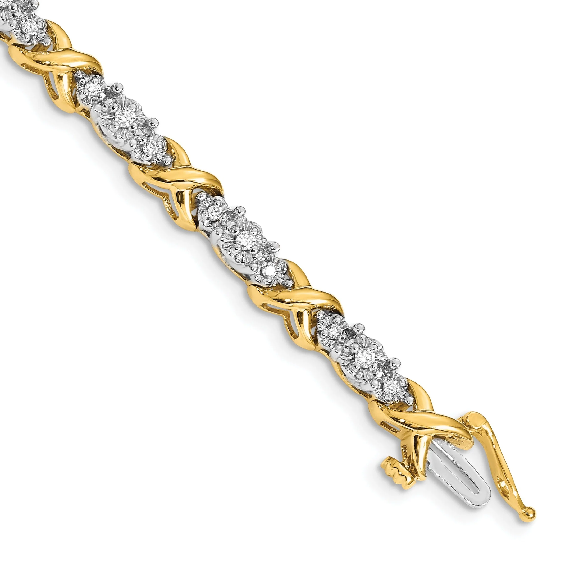 Safe 14k Two-Tone 1 2 carat Lab Grown Diamond X Fancy Bracelet Eco-Friendly