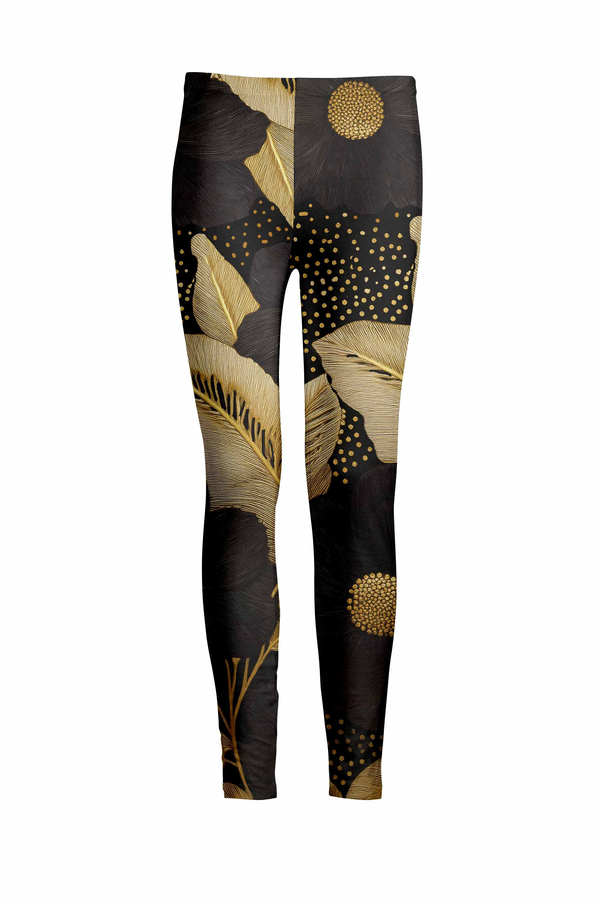 Long-Lasting Lily by Firmiana Women's Medium Rise Printed Legging Gold Metallic Pinecone Holiday Print High-Quality