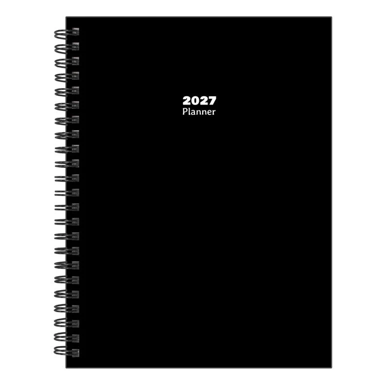 Sustainable 2027 Black Medium Weekly Monthly Planner Natural