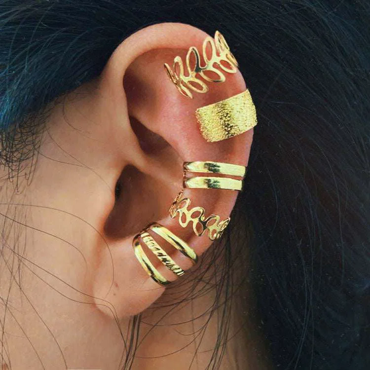 Relaxed Goldtone Frosted Ear Cuff Set Refined