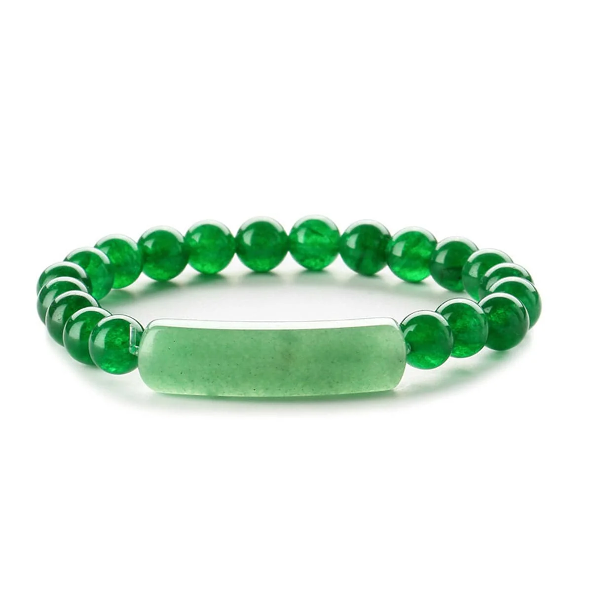 Versatile Green Quartz Curved Bar Beaded Stretch Bracelet Excellent
