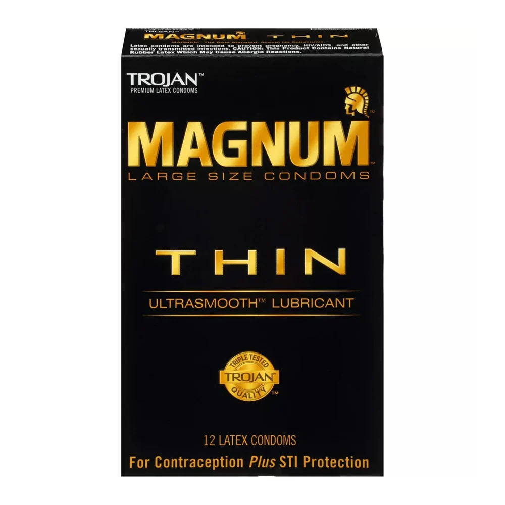 Exceptional Trojan Magnum Thin Large Size Lubricated Premium Latex Condoms 12 Ea High-Performance