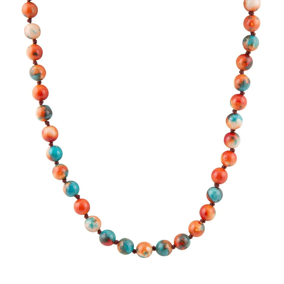 Enhanced Immeasurable Multicolor Ocean Jade Golden Wrap Necklace Natural
