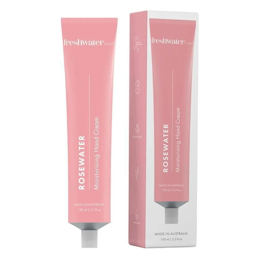 Sustainable Freshwater Farm Australia Rosewater Moisturising Hand Cream 3.3Oz 100ml Lightweight