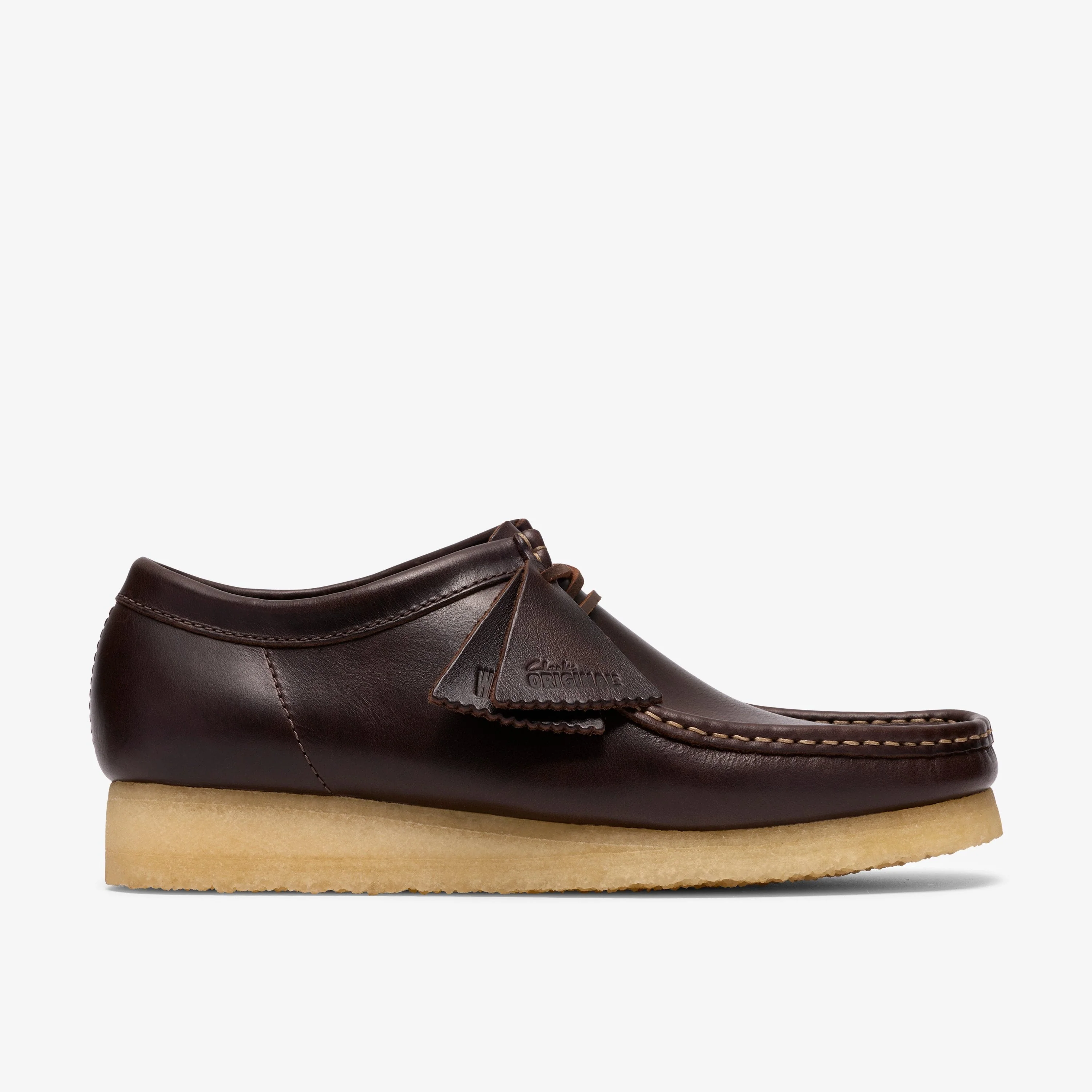 Genuine Clarks Mens Wallabee - Dark Brown Leather Solid