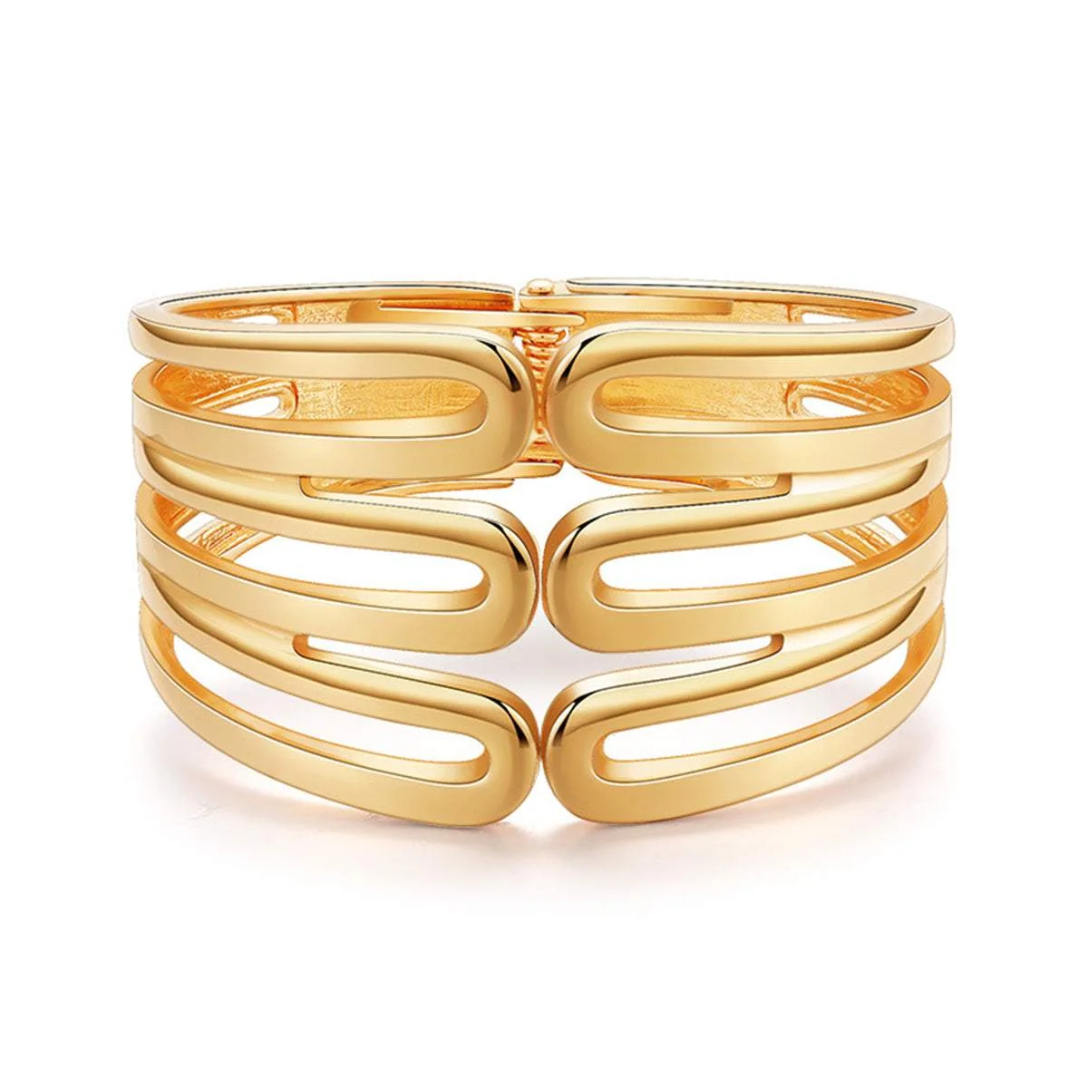 Soft Goldtone Pins Layered Hinge Bangle Stylish