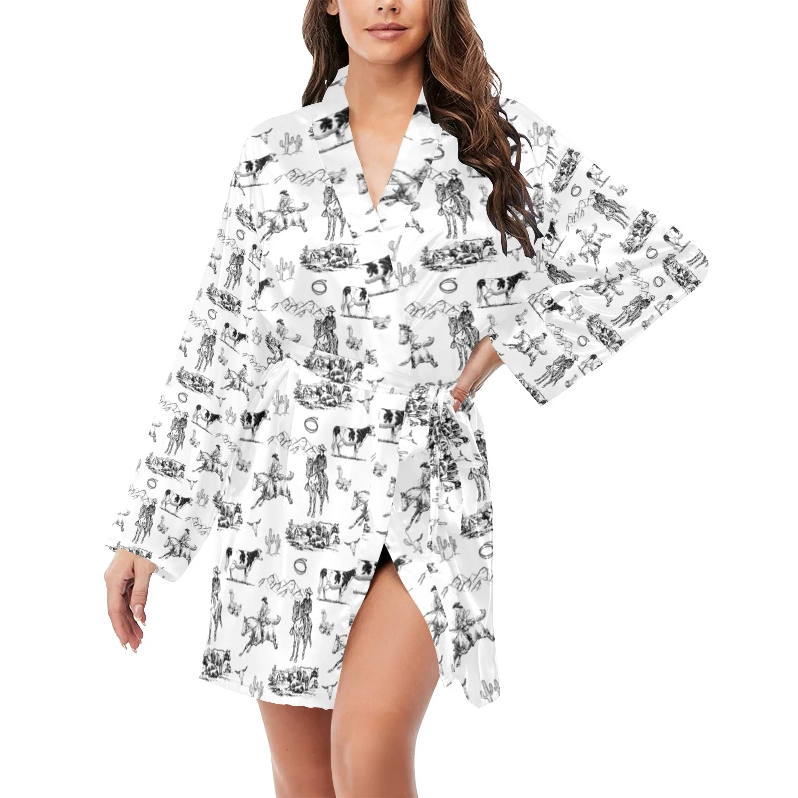 Smooth Ranch Life Women's Belted Satin Feel Dressing Lounge Robe Practical
