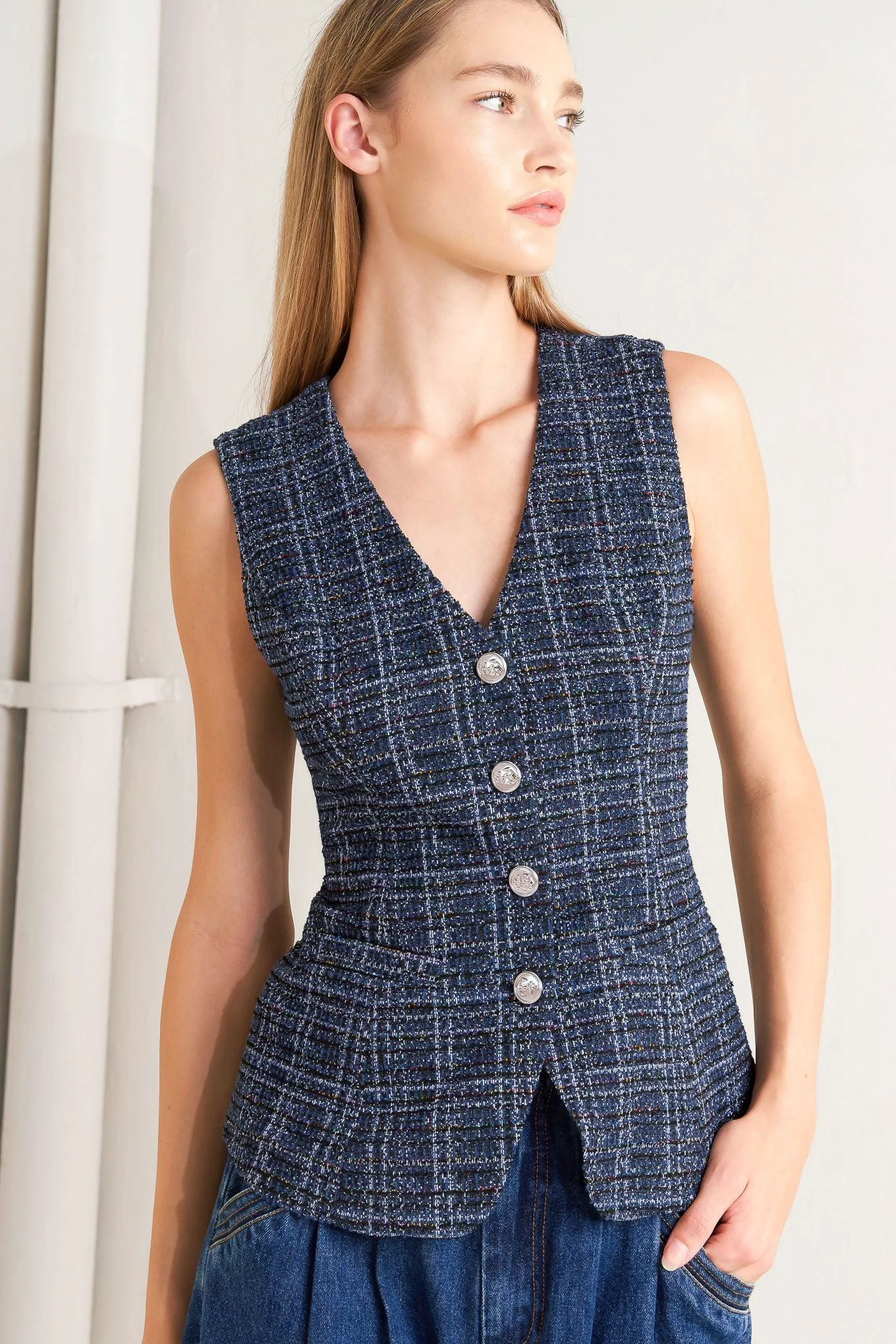 Minimalist Everyday Icon Tweed Vest Original Design