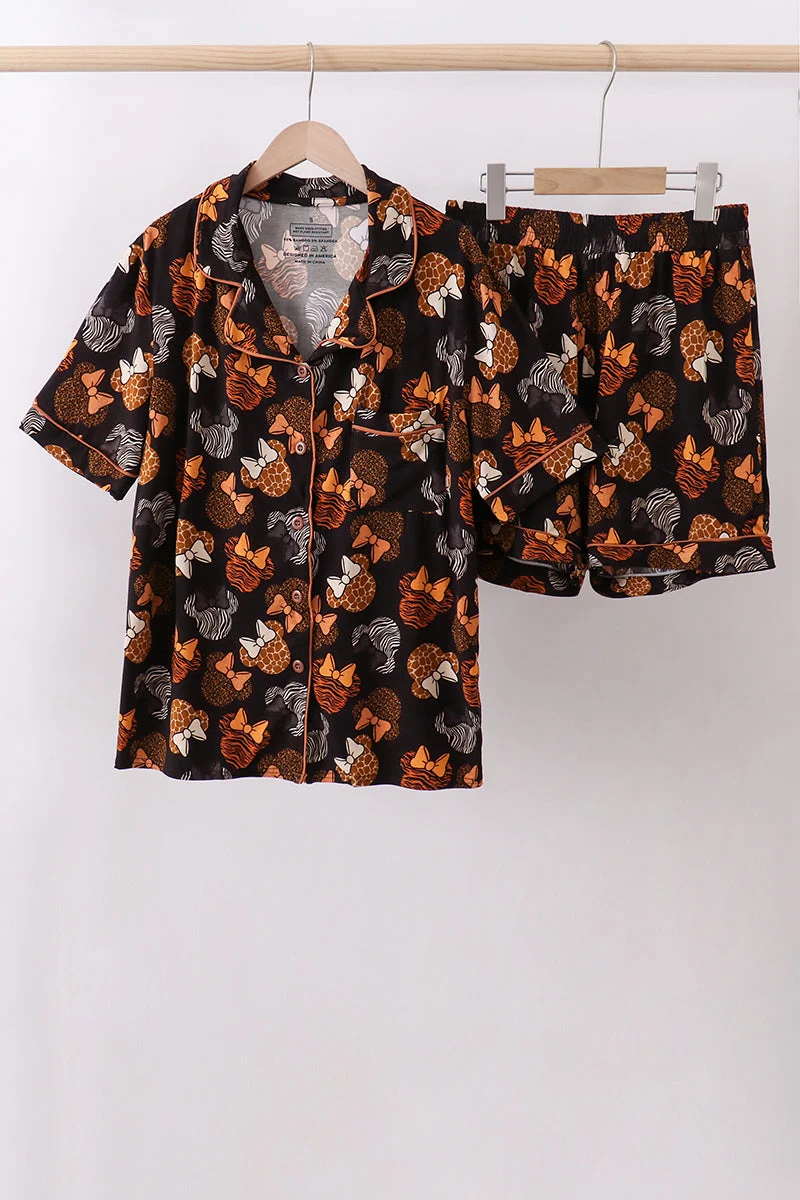 Soft Brown character bamboo pajama set Classic