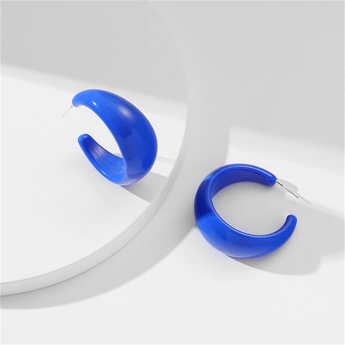 Next-Generation Dark Blue Silvertone Huggie Earrings Trusted