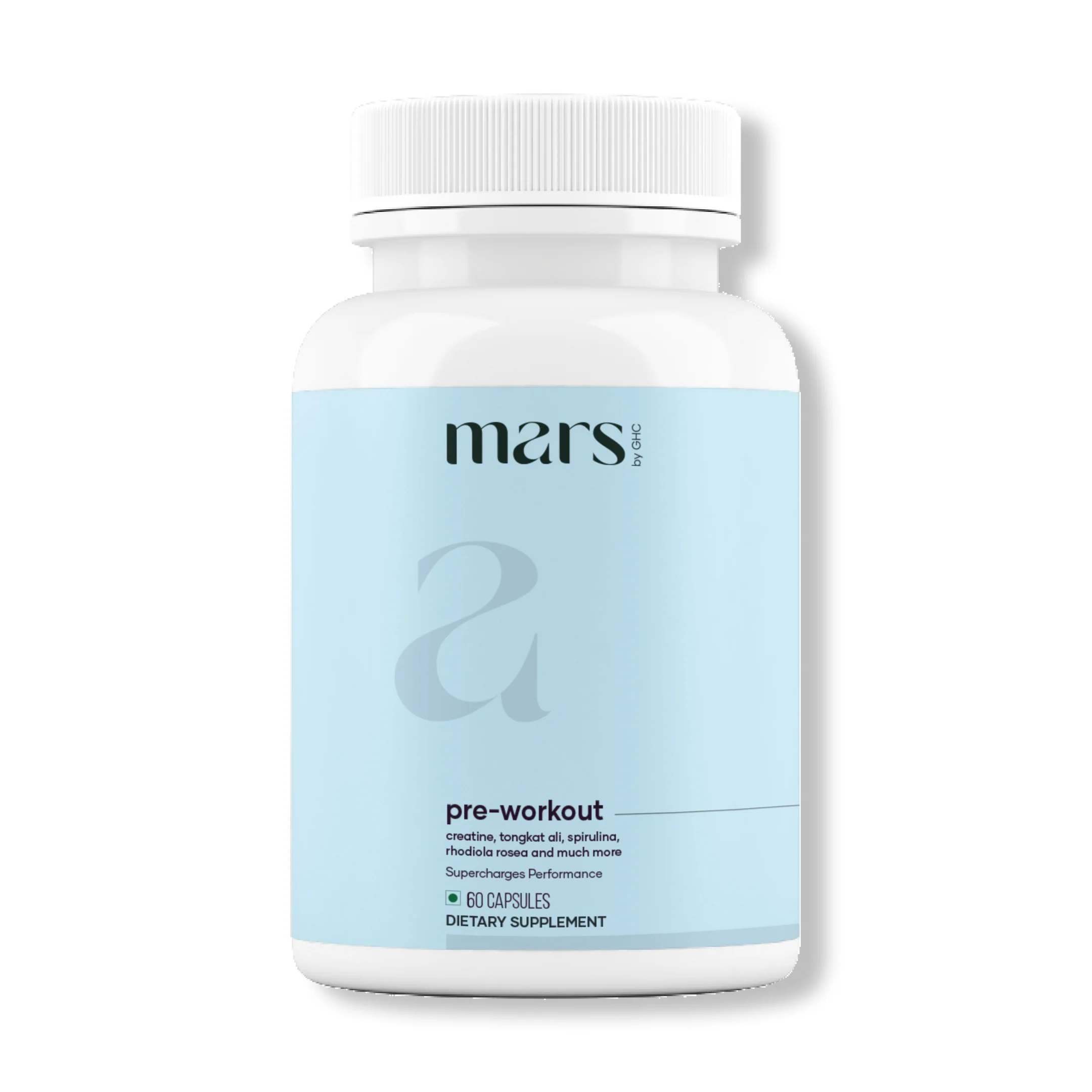 Green Mars Pre-Workout Capsules Powered With Creatine Spirulina Relaxed