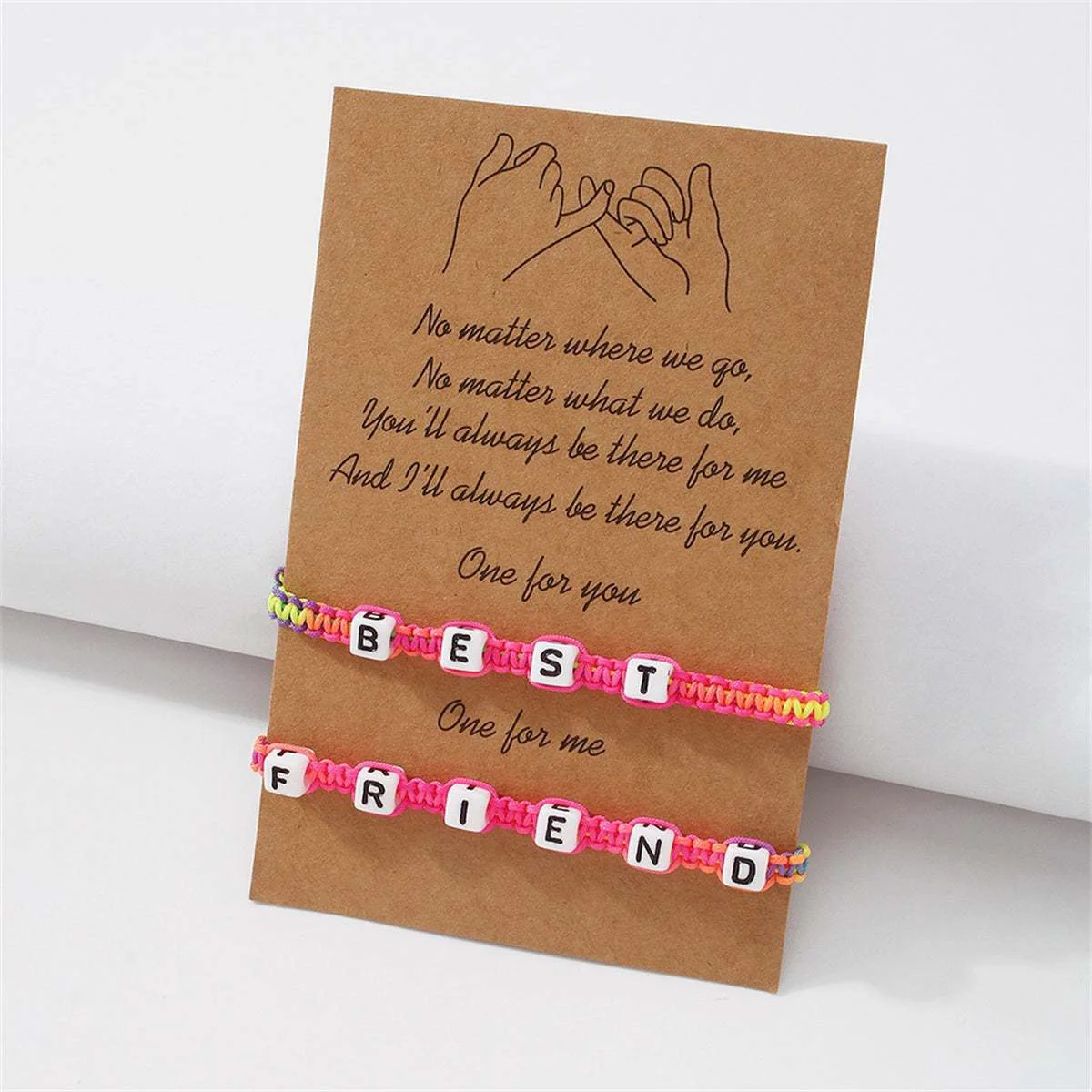 Green Pink Blue Rainbow ' Friend' Adjustable Bracelet Set Next-Generation