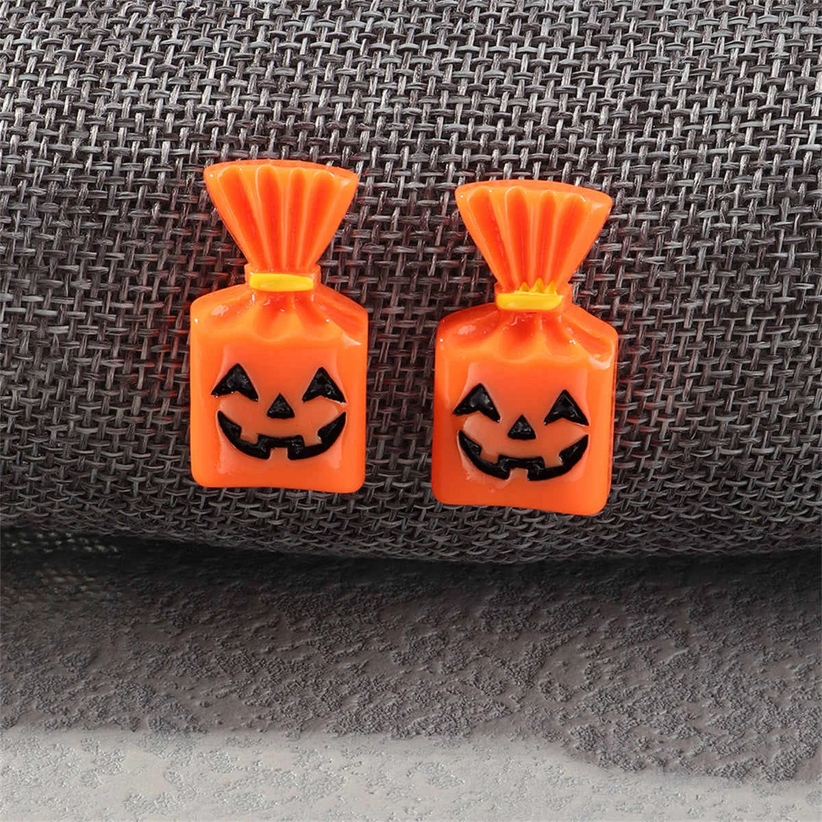 Smart Orange Silvertone Pumpkin Candy Stud Earrings User-Friendly