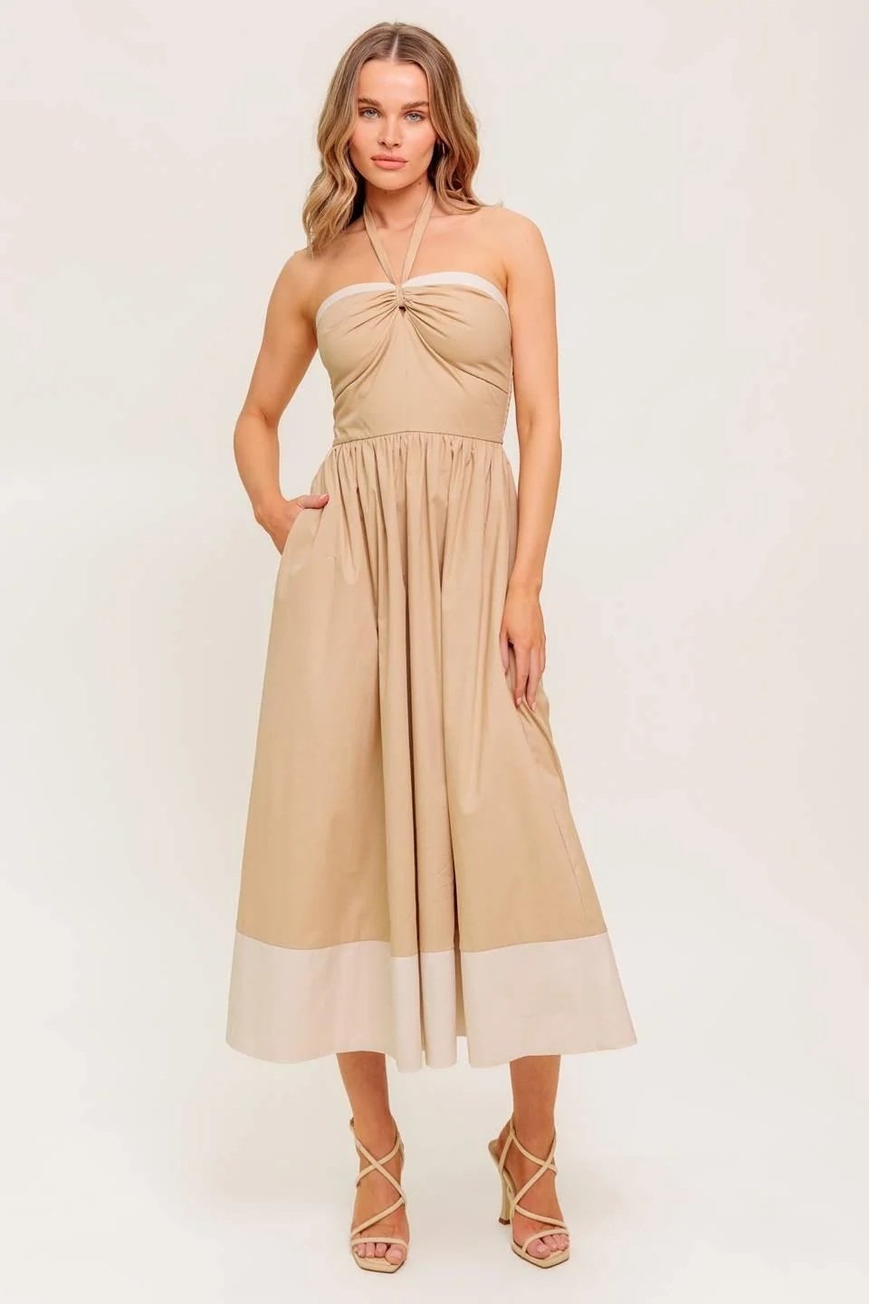 Fine Crafted Hydrangea Haze Woven Midi Dress High-Quality
