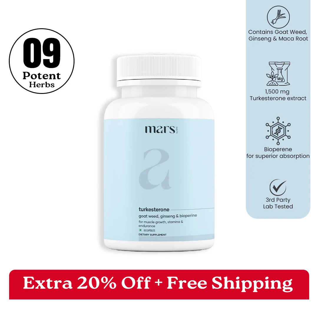 Comfortable Mars Turkesterone Capsules Powered with Goat Weed Ginseng Black Pepper Extract Soft