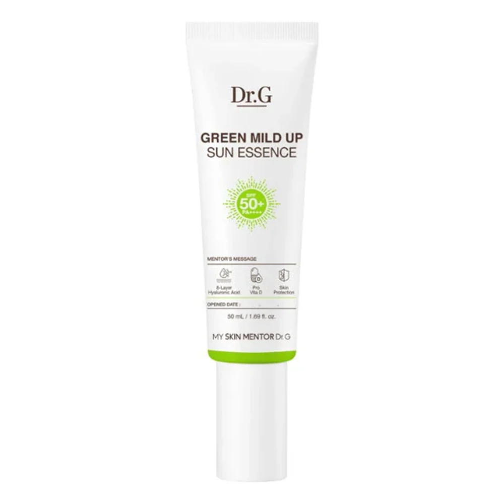 Classic Dr G Green Mild Up Sun Essence SPF50 PA Sunscreen with 8 Layer Hyaluronic Acids 1.69Oz 50ml Natural