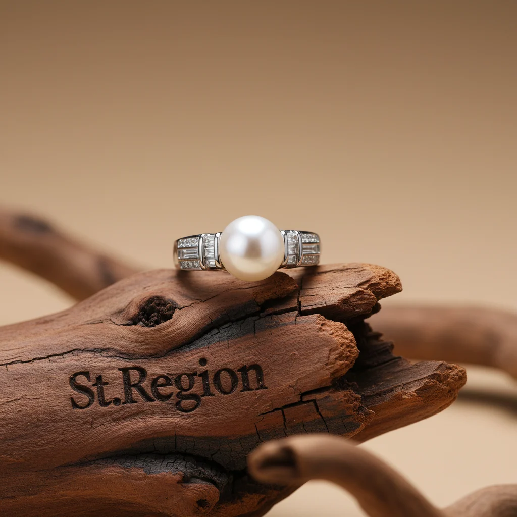 Elite Pearl Cubic Zirconia Silvertone Pavé Ring Recyclable