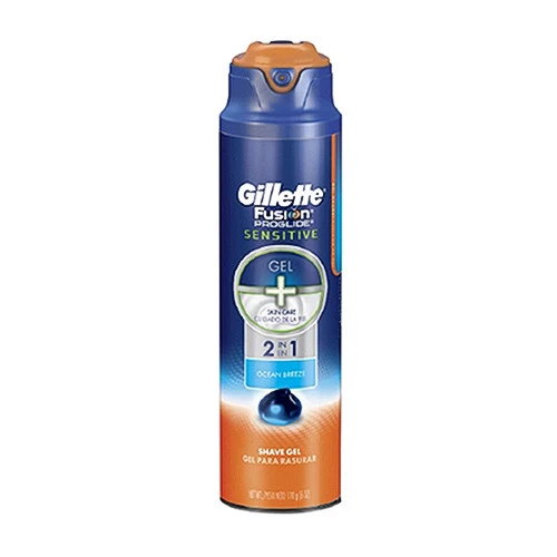 Lightweight Gillette Fusion ProGlide Sensitive Shave Gel 2 in1 Ocean Breeze - 6 oz Traditional