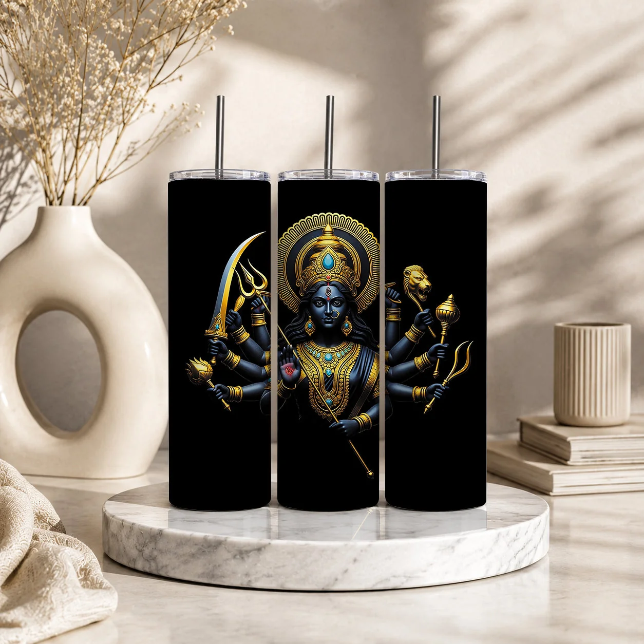 Reliable Goddess Durga 20oz Skinny Tumbler – Hindu Deity Divine Strength Drinkware Carefully Designed