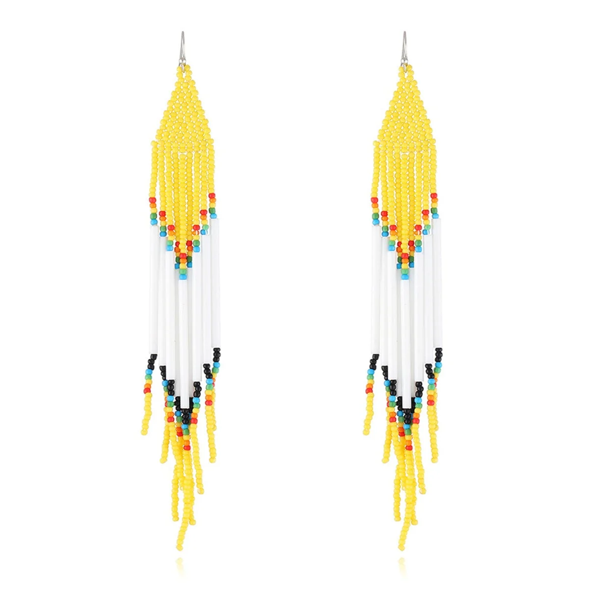 Eco-Friendly Yellow White Howlite Geometric Tassel Drop Earrings Comfortable
