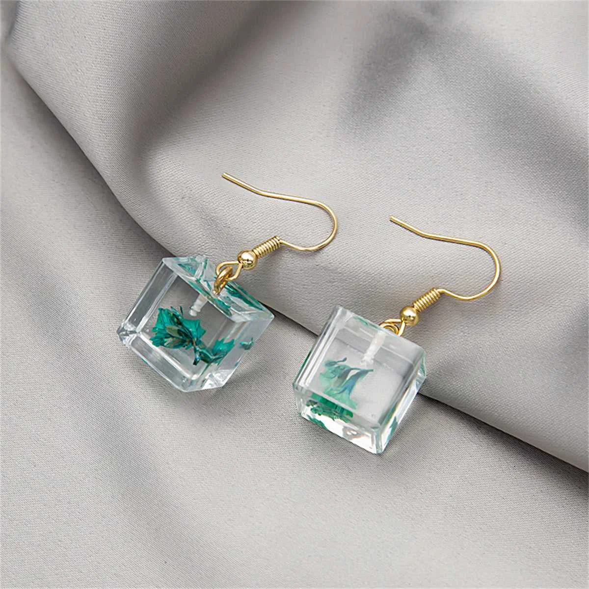 Practical Botany Goldtone Cube Drop Earrings Official