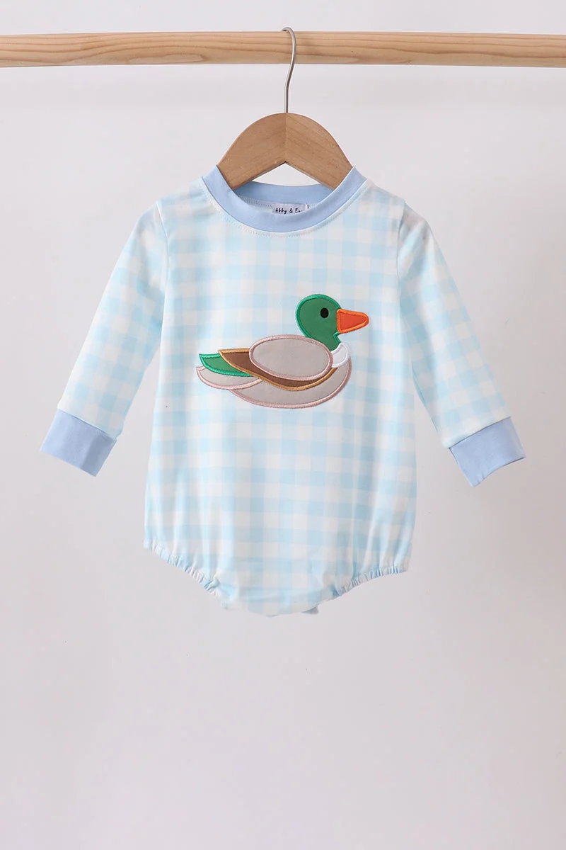 Reusable Blue Mallard Applique Gingham Bubble High-Quality