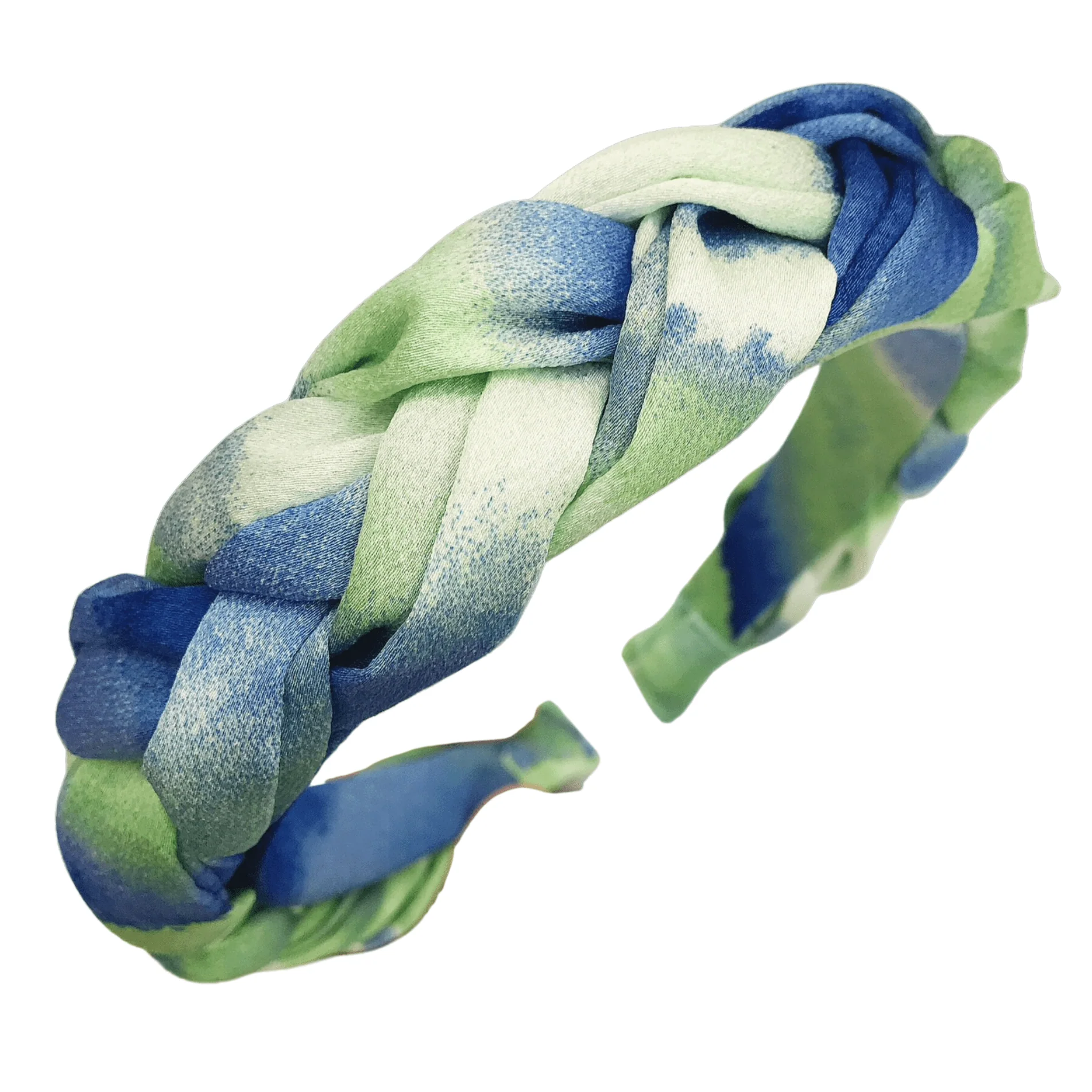 Breathable Blue Green Tie-dye Braided Headband Refined