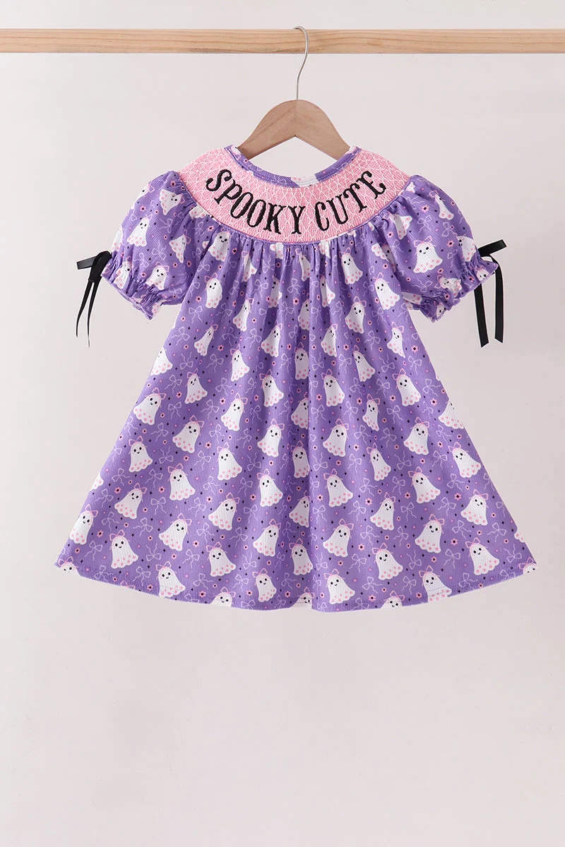 Fast Purple Spooky Cute Smocked Dress Classic