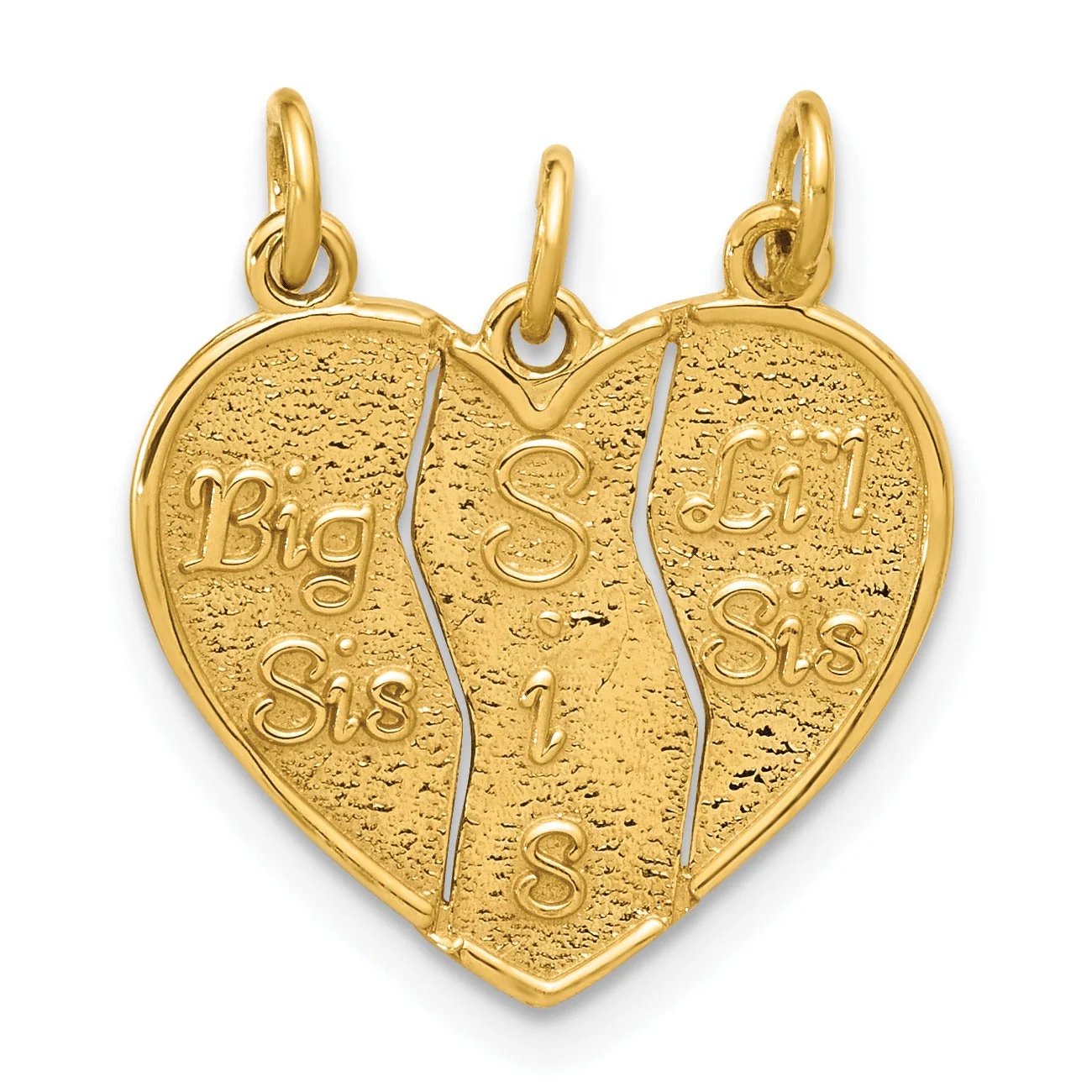 Premium Material 14k 3-piece Break-apart BIG SIS-SIS-LIL SIS Charm Pendant Fashionable