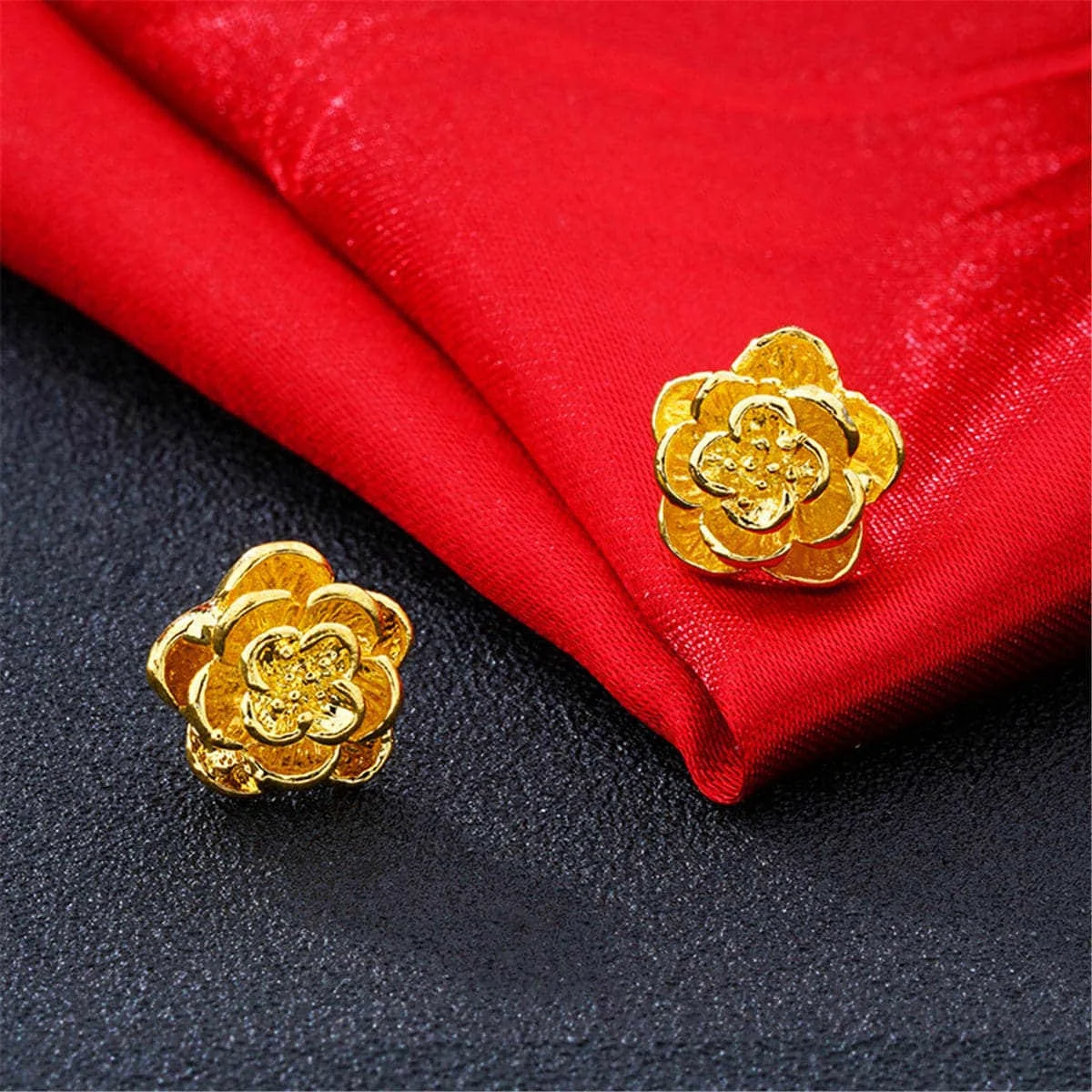 Classic Goldtone Flower Stud Earrings Original Design