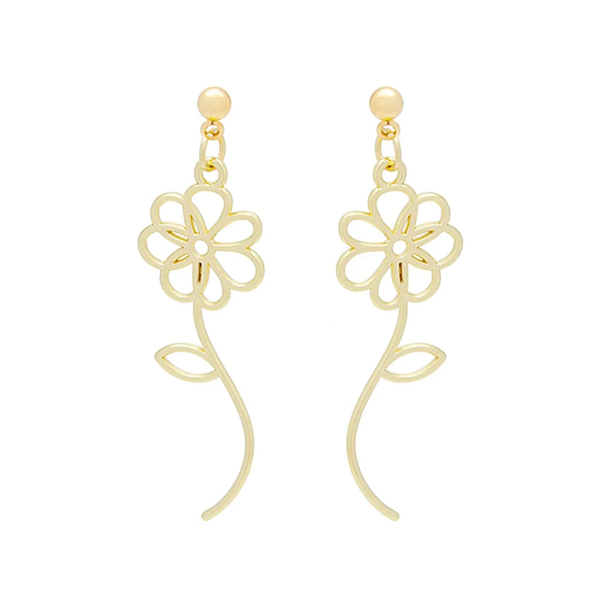 Practical Goldtone Open Flower Drop Earrings Expertly Made