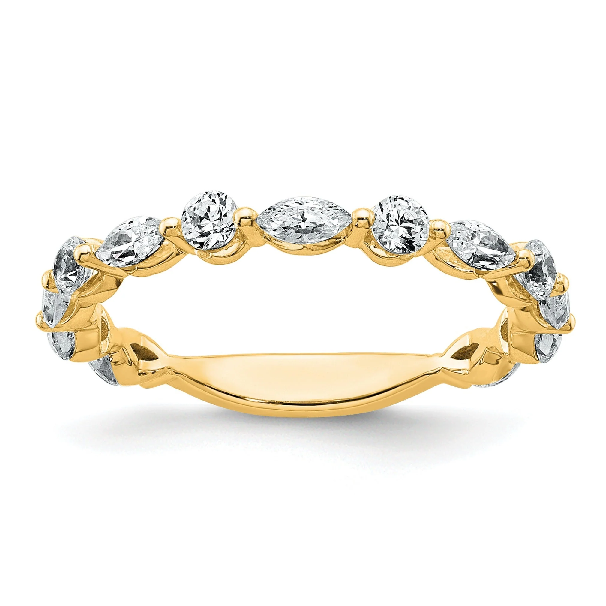 Efficient 0.75 Ct Lab Grown Diamond Prong 14K Yellow Gold Alternating Wedding Enhancer Band Secure