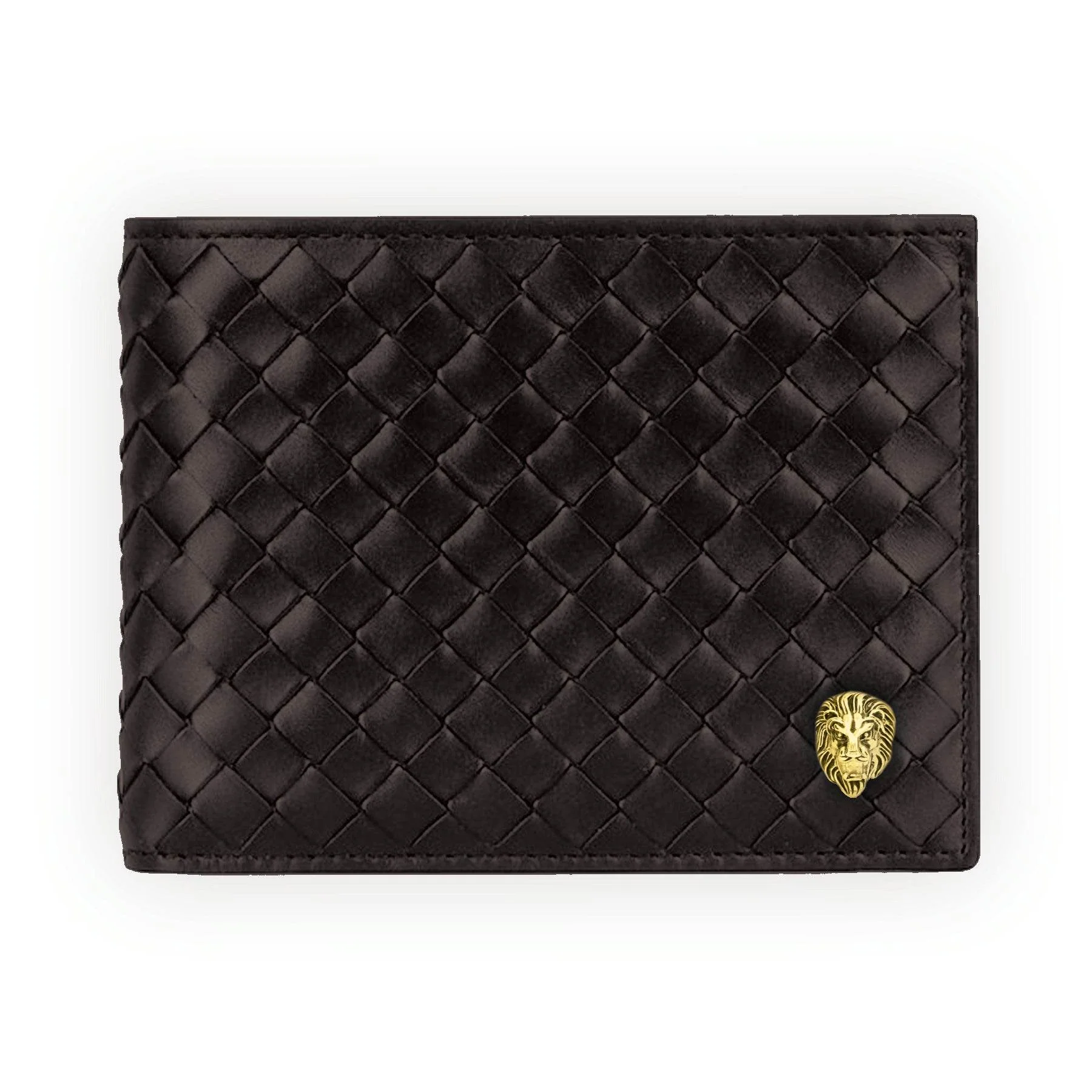 Recyclable Braided Black Vegan Leather Lionhead Wallet Luxury
