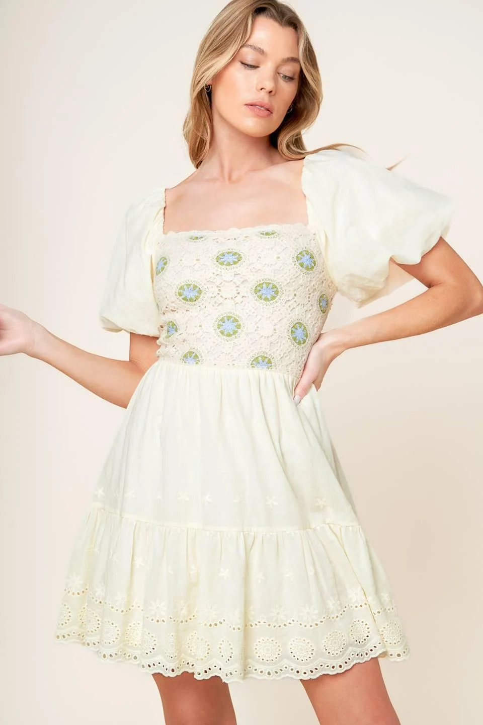 Relaxed Lola Grass Cream Woven Mini Dress Selected
