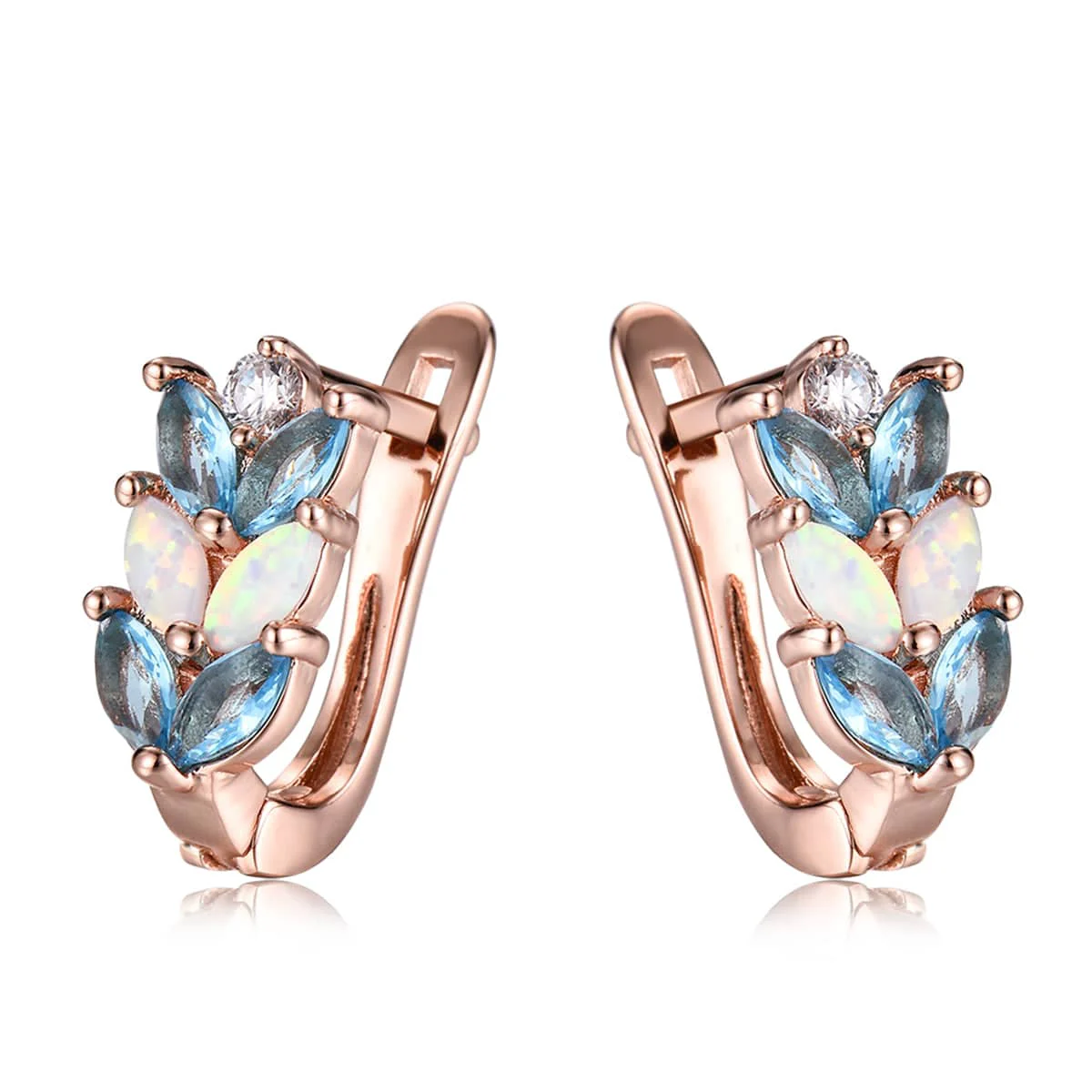 Breathable Opal Crystal Rose Goldtone Leverback Earrings Selected